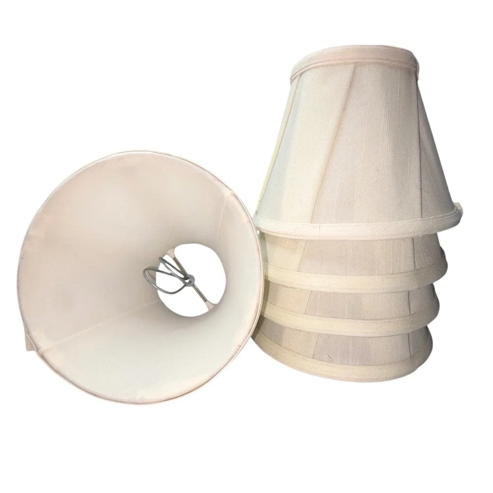 Unbranded Chandelier Lamp Shades 6in Cream Set of 5 Pleated Clip-on Fabric